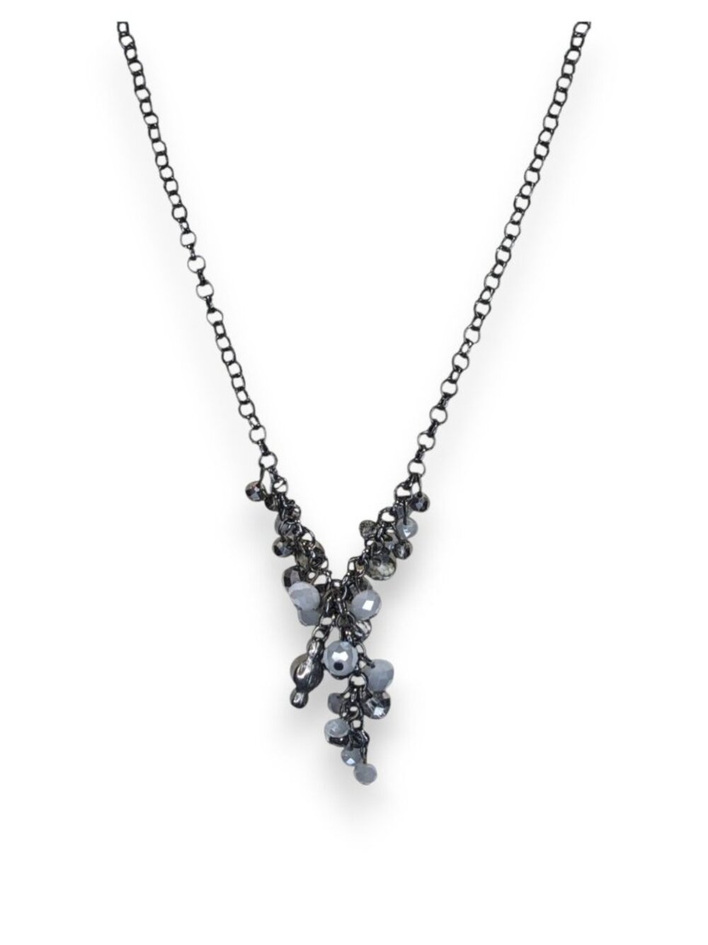 Simply Vera Vera Wang Glam Glass Silver Gray Cluster Necklace 18 Inch